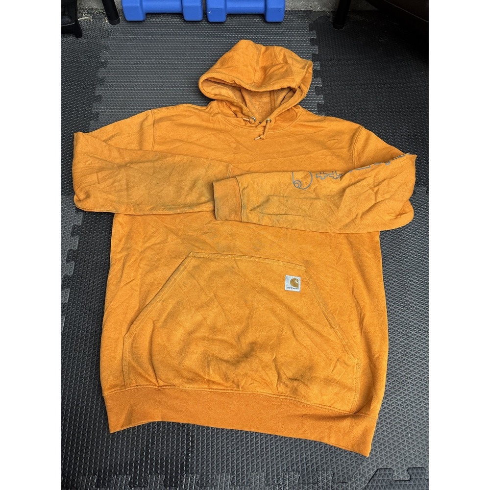 Carhartt Men's M Loose Fit Pullover Hoodie Orange Sweatshirt Kangaroo Pocket